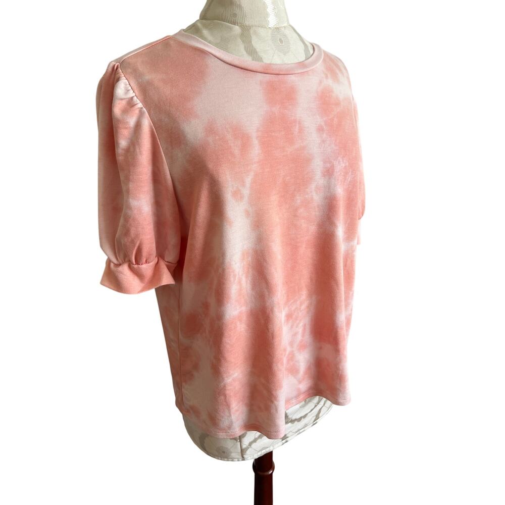 Cupio Women's Blush Pink Short Sleeve Cuffed Sleeves Blouse XL